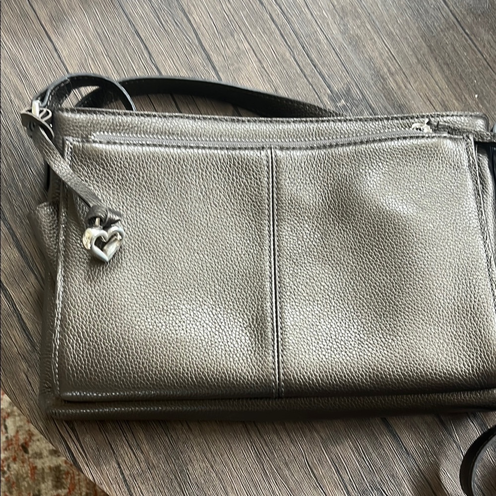 Brighton pewter Leather Crossbody Bag. Organizer bag needs no wallet .